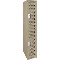 Casiers Clean Line, 2 niveaux, 12" x 15" x 72", Acier, Beige, Rivet (assembl&eacute;), Perfor&eacute; Trail Hammer and Bolt