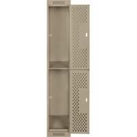Casiers Clean Line, 2 niveaux, 12" x 15" x 72", Acier, Beige, Rivet (assembl&eacute;), Perfor&eacute; Trail Hammer and Bolt