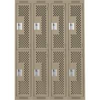 Casiers Clean Line, 2 niveaux, Bloc de 4, 48" x 15" x 72", Acier, Beige, Rivet (assembl&eacute;), Perfor&eacute; Trail Hammer and Bolt