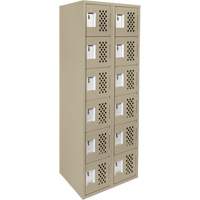 Clean-Line Perforated Lockerette, 6 -tier, Bank of 2, 12" x 72" x 12", Steel Trail Hammer and Bolt