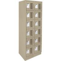 Assembled Lockerettes Clean Line Perforated Economy Lockers, 6 -tier, Bank of 2, 18" x 72" x 12", Steel Trail Hammer and Bolt