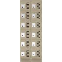 Assembled Lockerettes Clean Line Perforated Economy Lockers, 6 -tier, Bank of 2, 18" x 72" x 12", Steel Trail Hammer and Bolt