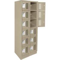 Assembled Lockerettes Clean Line Perforated Economy Lockers, 6 -tier, Bank of 2, 18" x 72" x 12", Steel Trail Hammer and Bolt