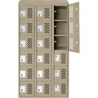 Clean-Line Perforated Lockerette, 6 -tier, Bank of 3, 12" x 72" x 12", Steel Trail Hammer and Bolt