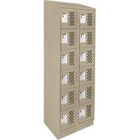 Assembled Lockerettes Clean Line Perforated Economy Lockers, 6 -tier, Bank of 2, 18" x 72" x 12", Steel Trail Hammer and Bolt
