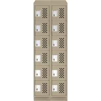 Assembled Lockerettes Clean Line Perforated Economy Lockers, 6 -tier, Bank of 2, 18" x 72" x 12", Steel Trail Hammer and Bolt