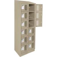 Assembled Lockerettes Clean Line Perforated Economy Lockers, 6 -tier, Bank of 2, 18" x 72" x 12", Steel Trail Hammer and Bolt