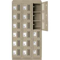 Assembled Lockerettes Clean Line Perforated Economy Lockers, 6 -tier, Bank of 3, 18" x 72" x 12", Steel Trail Hammer and Bolt