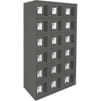 Assembled Lockerettes Clean Line Perforated Economy Lockers, 6 -tier, Bank of 3, 18" x 72" x 12", Steel Trail Hammer and Bolt