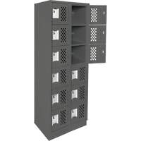 Assembled Lockerettes Clean Line Perforated Economy Lockers, 6 -tier, Bank of 2, 18" x 72" x 12", Steel Trail Hammer and Bolt