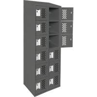 Clean-Line Perforated Lockerette, 6 -tier, Bank of 2, 12" x 72" x 12", Steel Trail Hammer and Bolt