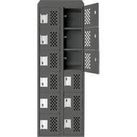 Clean-Line Perforated Lockerette, 6 -tier, Bank of 2, 12" x 72" x 12", Steel Trail Hammer and Bolt