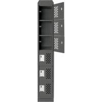 Assembled Lockerettes Clean Line Perforated Economy Lockers, 6 -tier, 18" x 72" x 12", Steel Trail Hammer and Bolt