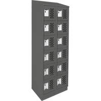 Assembled Lockerettes Clean Line Perforated Economy Lockers, 6 -tier, Bank of 2, 18" x 72" x 12", Steel Trail Hammer and Bolt