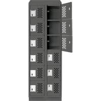 Assembled Lockerettes Clean Line Perforated Economy Lockers, 6 -tier, Bank of 2, 18" x 72" x 12", Steel Trail Hammer and Bolt