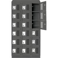 Assembled Lockerettes Clean Line Perforated Economy Lockers, 6 -tier, Bank of 3, 18" x 72" x 12", Steel Trail Hammer and Bolt