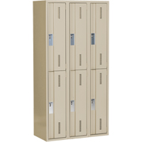 Concorde Heavy-Duty Lockers, 2 -tier, Bank of 3, 36" x 18" x 72", Steel, Beige, Welded (Assembled) Trail Hammer and Bolt