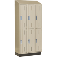 Concorde Heavy-Duty Lockers, 2 -tier, Bank of 3, 36" x 18" x 82", Steel, Beige, Welded (Assembled) Trail Hammer and Bolt