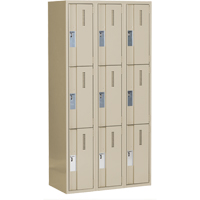 Concorde Heavy-Duty Lockers, 3 -tier, Bank of 3, 36" x 18" x 72", Steel, Beige, Welded (Assembled) Trail Hammer and Bolt