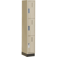 Concorde Heavy-Duty Lockers, 3 -tier, 12" x 18" x 76", Steel, Beige, Welded (Assembled) Trail Hammer and Bolt