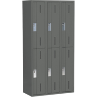 Concorde Heavy-Duty Lockers, 2 -tier, Bank of 3, 36" x 18" x 72", Steel, Charcoal, Welded (Assembled) Trail Hammer and Bolt