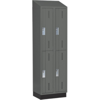 Concorde Heavy-Duty Lockers, 2 -tier, Bank of 2, 24" x 18" x 82", Steel, Charcoal, Welded (Assembled) Trail Hammer and Bolt