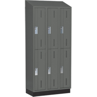 Concorde Heavy-Duty Lockers, 2 -tier, Bank of 3, 36" x 18" x 82", Steel, Charcoal, Welded (Assembled) Trail Hammer and Bolt