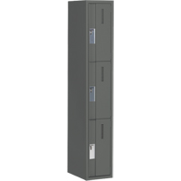 Concorde Heavy-Duty Lockers, 3 -tier, 12" x 18" x 72", Steel, Charcoal, Welded (Assembled) Trail Hammer and Bolt