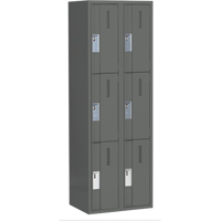 Concorde Heavy-Duty Lockers, 3 -tier, Bank of 2, 24" x 18" x 72", Steel, Charcoal, Welded (Assembled) Trail Hammer and Bolt