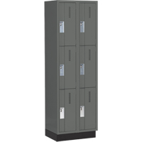 Concorde Heavy-Duty Lockers, 3 -tier, Bank of 2, 24" x 18" x 76", Steel, Charcoal, Welded (Assembled) Trail Hammer and Bolt