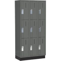 Concorde Heavy-Duty Lockers, 3 -tier, Bank of 3, 36" x 18" x 76", Steel, Charcoal, Welded (Assembled) Trail Hammer and Bolt