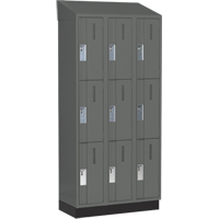 Concorde Heavy-Duty Lockers, 3 -tier, Bank of 3, 36" x 18" x 82", Steel, Charcoal, Welded (Assembled) Trail Hammer and Bolt
