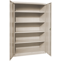 Deep Hi-Boy Storage Cabinet, Steel, 4 Shelves, 72" H x 36" W x 24" D, Beige Trail Hammer and Bolt