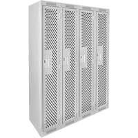 Clean Line Lockers, Bank of 4, 48" x 12" x 72", Steel, Grey, Rivet (Assembled), Perforated Trail Hammer and Bolt