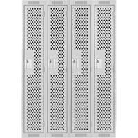 Clean Line Lockers, Bank of 4, 48" x 12" x 72", Steel, Grey, Rivet (Assembled), Perforated Trail Hammer and Bolt