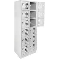 Assembled Lockerettes Clean Line Perforated Economy Lockers, 6 -tier, Bank of 2, 18" x 72" x 12", Steel Trail Hammer and Bolt