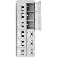 Clean-Line Perforated Lockerette, 6 -tier, Bank of 2, 12" x 72" x 12", Steel Trail Hammer and Bolt