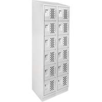 Assembled Lockerettes Clean Line Perforated Economy Lockers, 6 -tier, Bank of 2, 18" x 72" x 12", Steel Trail Hammer and Bolt