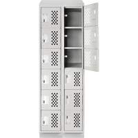 Assembled Lockerettes Clean Line Perforated Economy Lockers, 6 -tier, Bank of 2, 18" x 72" x 12", Steel Trail Hammer and Bolt