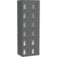 Concorde Heavy-Duty Lockers, 6 -tier, Bank of 2, 24" x 18" x 72", Steel, Charcoal, Welded (Assembled) Trail Hammer and Bolt