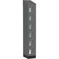 Concorde Heavy-Duty Lockers, 6 -tier, 12" x 18" x 82", Steel, Charcoal, Welded (Assembled) Trail Hammer and Bolt