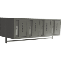 Wall Hung Lockers - Heavy Duty, Bank of 4, 18" x 12" x 12", Steel Trail Hammer and Bolt