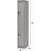 Lockers, 2 -tier, 12" x 18" x 72", Steel, Grey, Knocked Down Trail Hammer and Bolt