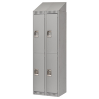 Lockers, 2 -tier, Bank of 2, 24" x 18" x 82", Steel, Grey, Knocked Down Trail Hammer and Bolt