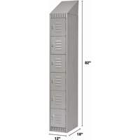 Lockers, 6 -tier, 12" x 18" x 82", Steel, Grey, Knocked Down Trail Hammer and Bolt