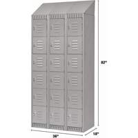Lockers, 6 -tier, Bank of 3, 36" x 18" x 82", Steel, Grey, Knocked Down Trail Hammer and Bolt