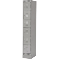 Lockers, 6 -tier, 12" x 18" x 76", Steel, Grey, Knocked Down Trail Hammer and Bolt