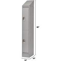 Lockers, 2 -tier, 12" x 18" x 86", Steel, Grey, Knocked Down Trail Hammer and Bolt