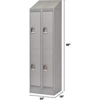 Lockers, 2 -tier, Bank of 2, 24" x 18" x 86", Steel, Grey, Knocked Down Trail Hammer and Bolt
