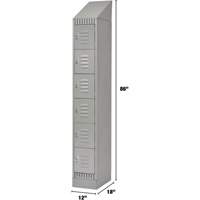 Lockers, 6 -tier, 12" x 18" x 86", Steel, Grey, Knocked Down Trail Hammer and Bolt